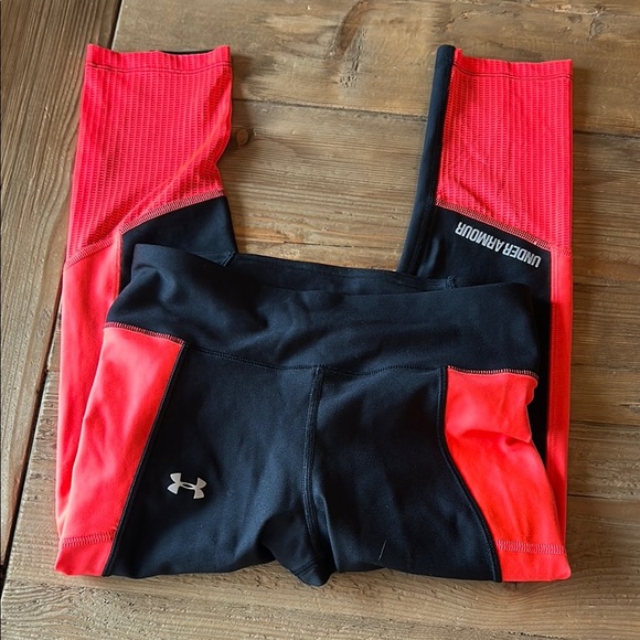 Under Armour Black and Red Performance Leggings - Picture 2 of 4